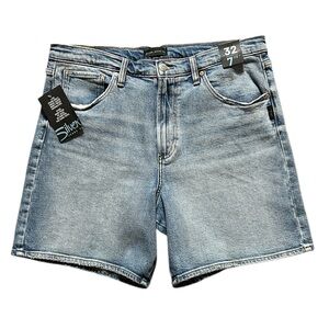 NEW Silver Vintage Long High Rise Jean Shorts
